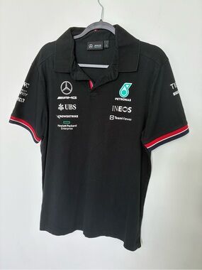 Mercedes AMG Petronas Black Polo with Red and White Trim